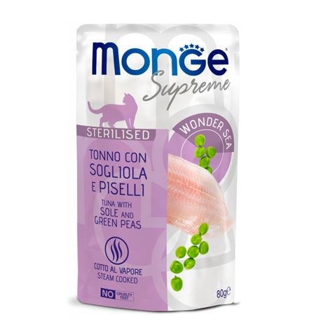Monge Supreme – Tonno con Sogliola e Piselli – Sterilised – 24 x 80g