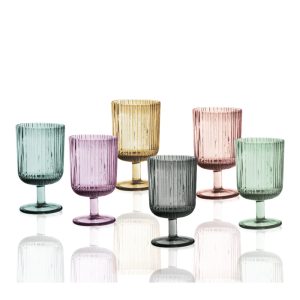 Plissè set 6 calici colori assortiti vetro
