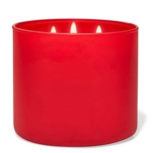 Candela profumata 3 stoppini rossa cera di soia essenza rosa
