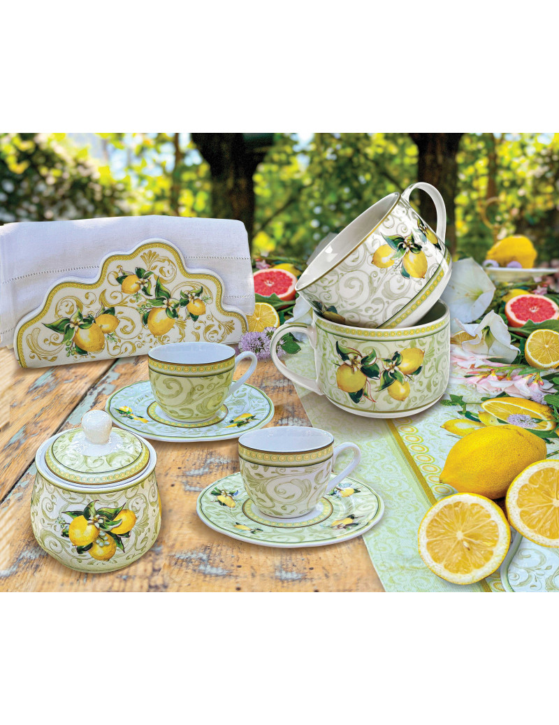 Limoni set 2 tazzine caffè porcellana bone china - immagine 3