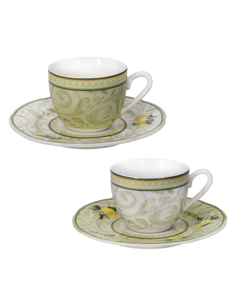 Limoni set 2 tazzine caffè porcellana bone china